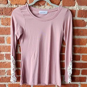 Lacey Pink Women's Top, Small Pink Top with Lace
